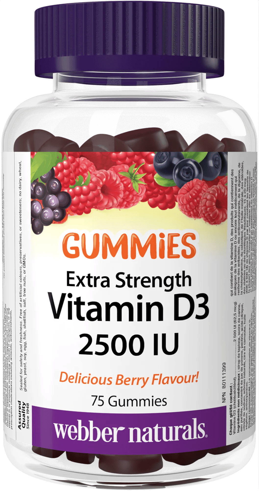 Vitamín D3 2500 IU Gummies, lesné ovocie – obrázok 2