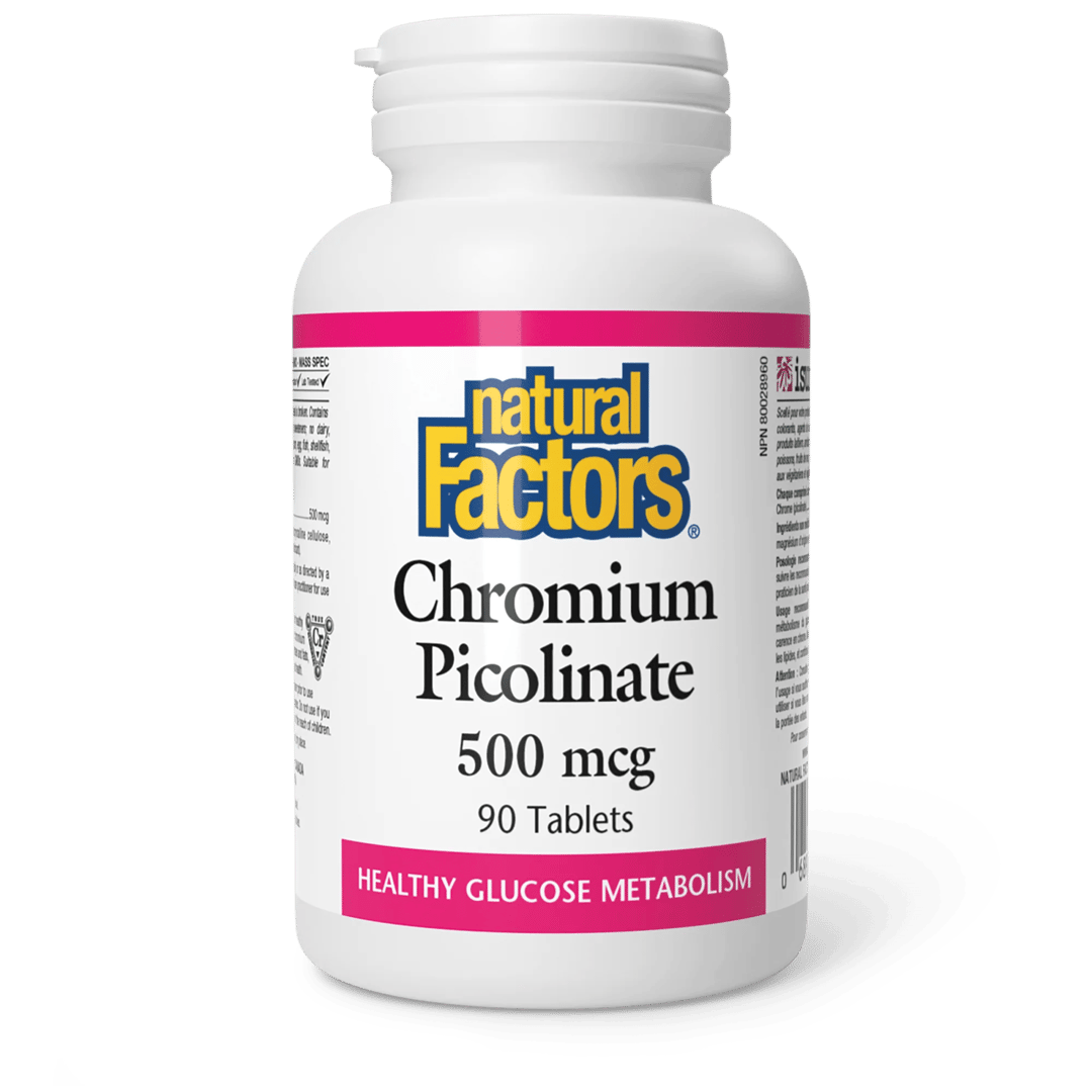 Chróm pikolinát 500 mcg - Natural Factors – obrázok 2
